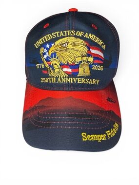 United States 250th Anniversary Eagle Embroidered Cap - Red & Navy